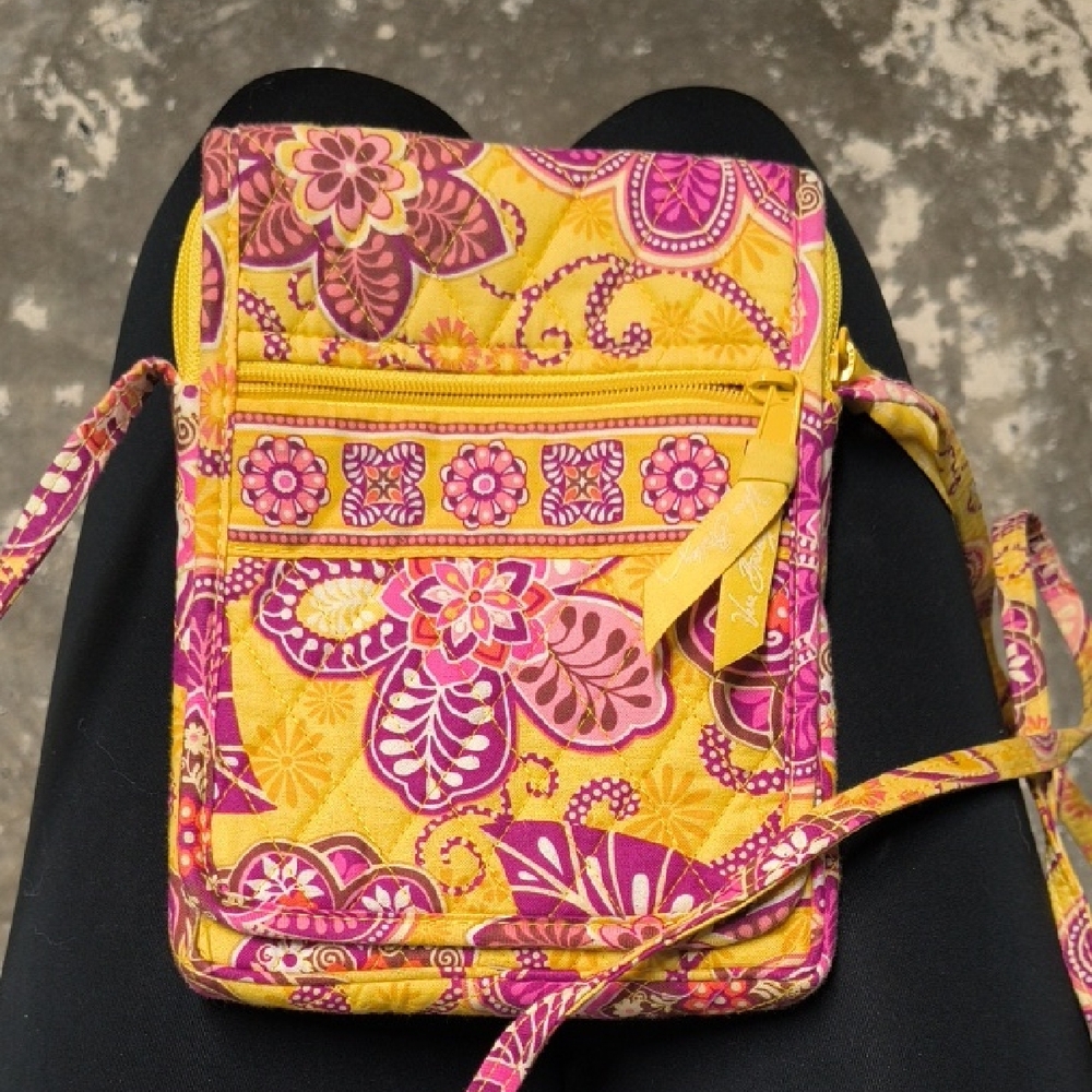 Vera Bradley Yellow and Pink Floral Quilted Crossbody